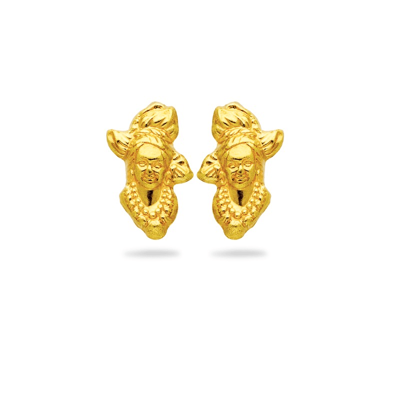 Boucles D'oreilles Or 750 Tête Antillaise 5*10mm Fermeture Vis