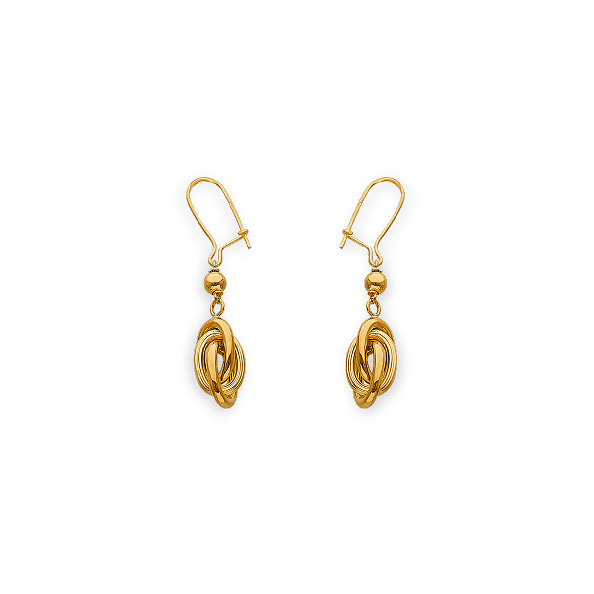 Boucles D'oreilles Or 375 Pendant 40mm Nœud Forçat Antillais 8mm