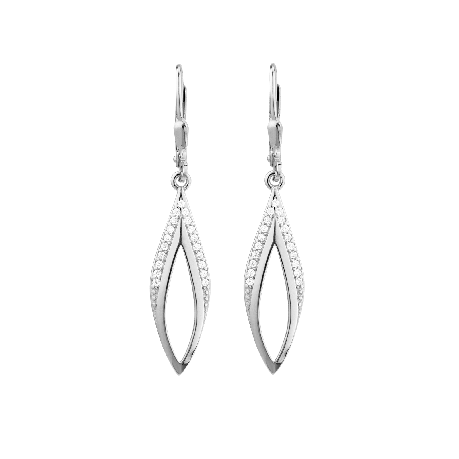 Boucles d'Oreilles Argent Pendentif fantaisie Lisse et sertie Oxyde de Zirconium