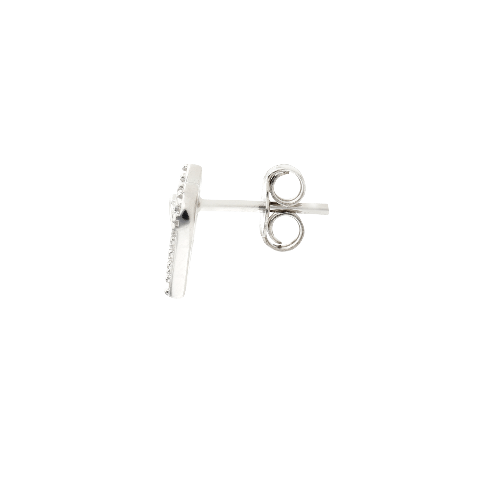 Boucles d'Oreilles puce Argent double coeur Lisse et sertie Oxyde de Zirconium