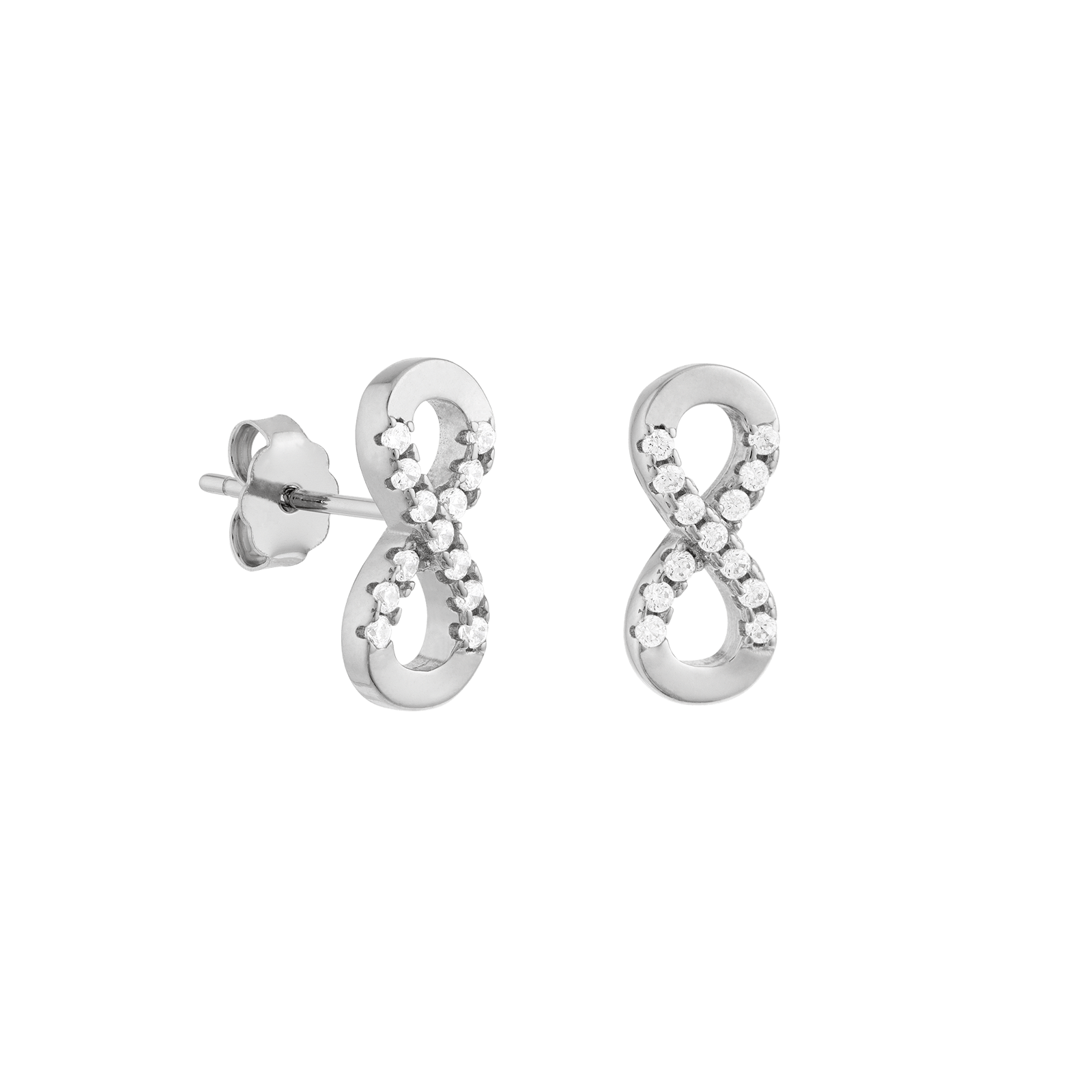 Boucles d'Oreilles puce Argent Infini sertie Oxyde de Zirconium