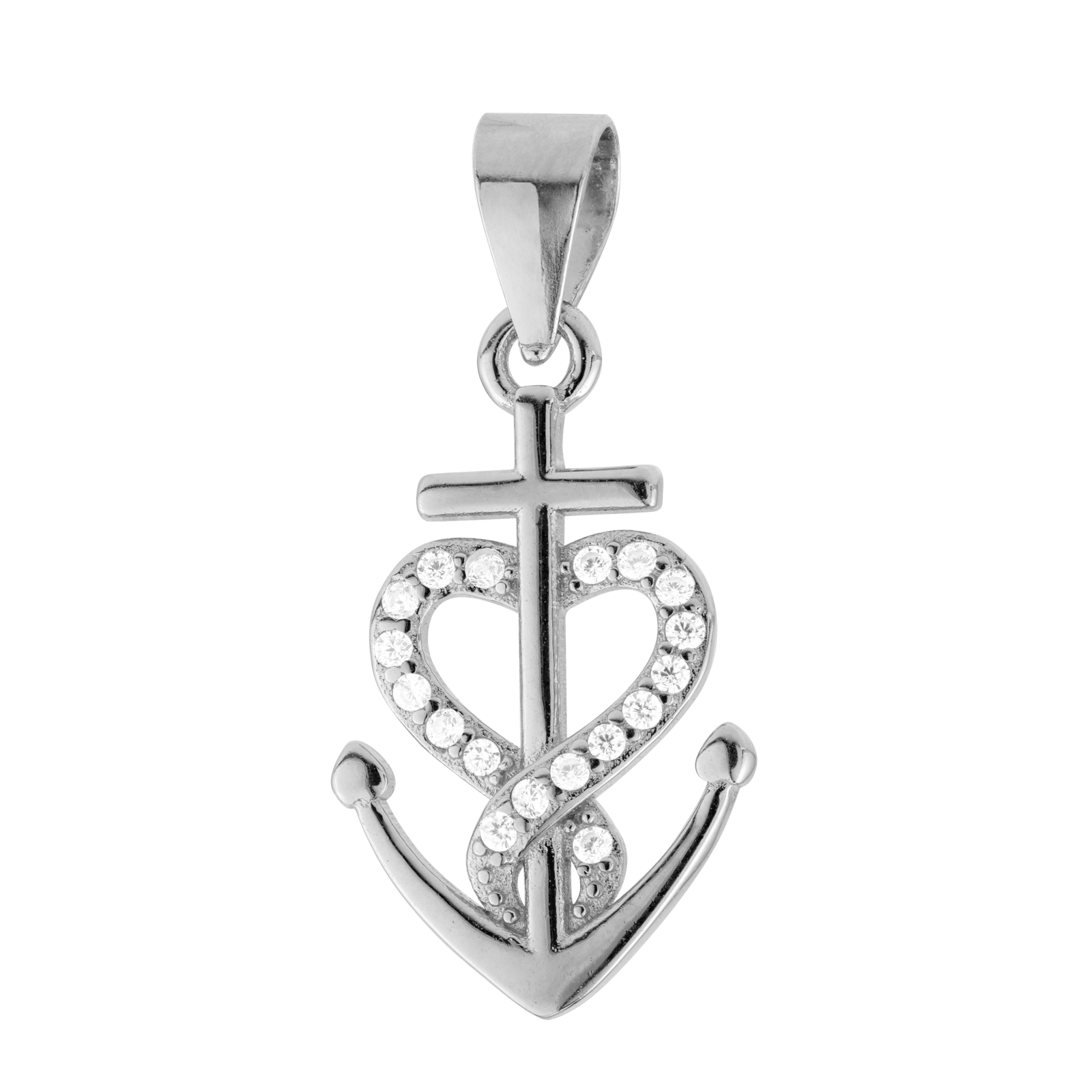 Pendentif Argent 3 vertus et Oxyde de Zirconium