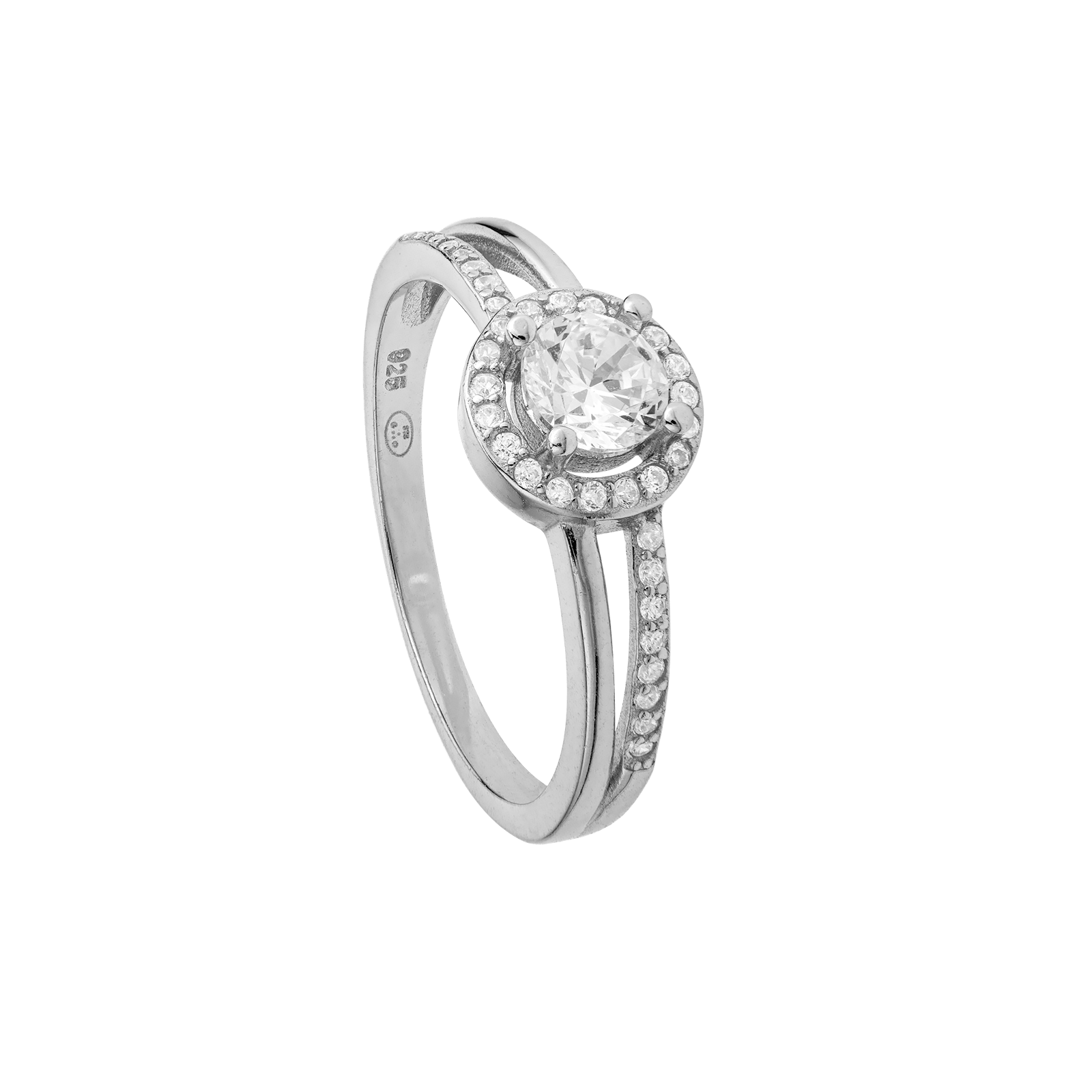 Bague Argent fiançailles fantaisie sertie Oxyde de Zirconium