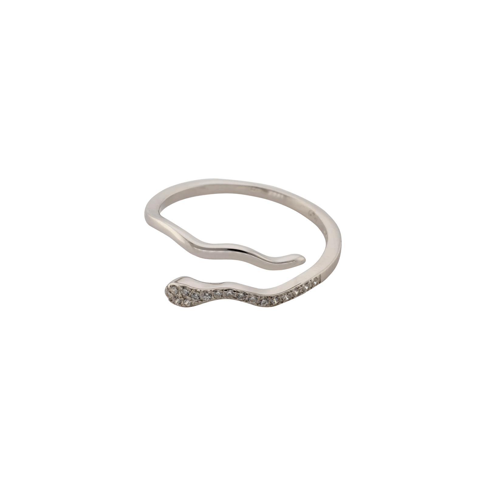 Bague ouverte Argent serpent sertie Zirconia Cubique