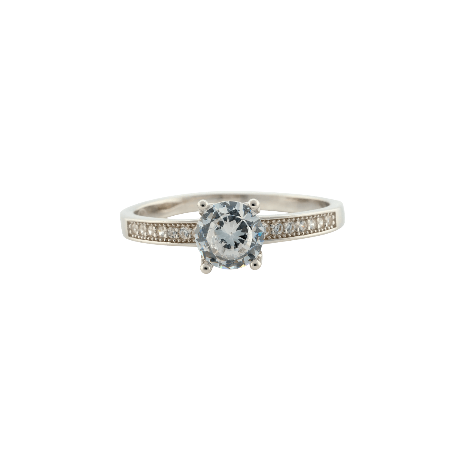 bague Argent solitaire accompagné Zirconia Cubique