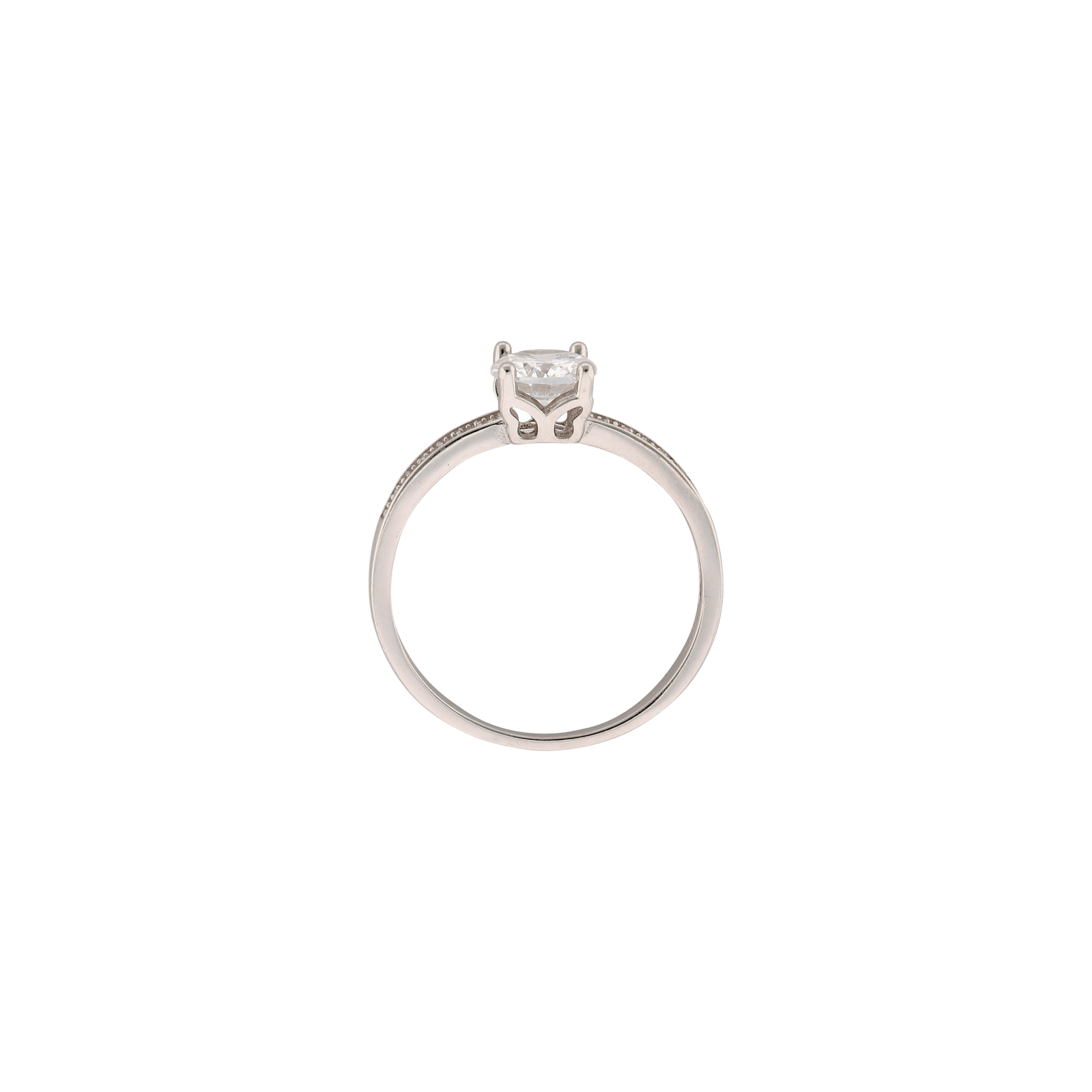 bague Argent solitaire accompagné Zirconia Cubique