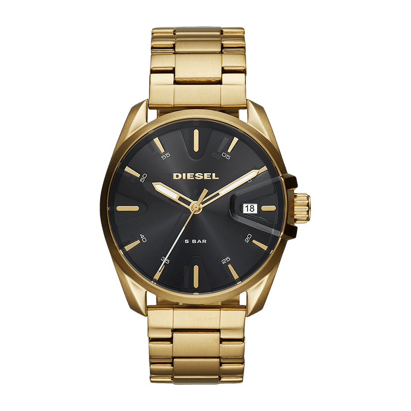 Montre Homme Diesel MS9 Boîtier/Bracelet Acier Doré 44mm, Cadran Noir – DZ1865