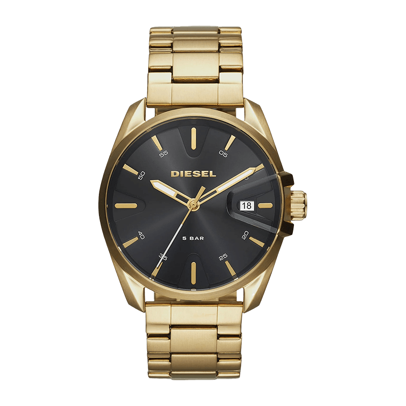 Montre Homme Diesel MS9 Boîtier/Bracelet Acier Doré 44mm, Cadran Noir – DZ1865