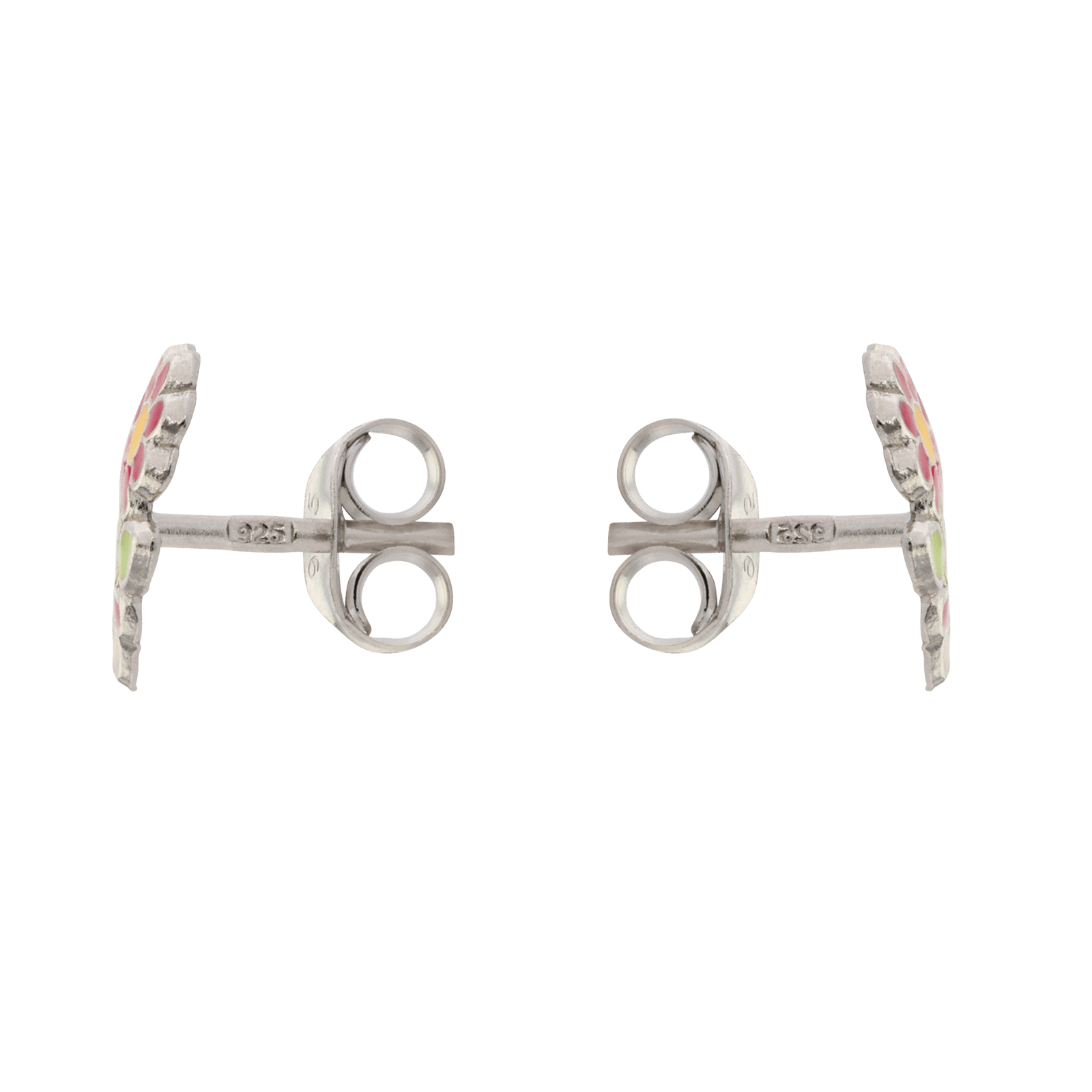 Boucles d'Oreilles Argent fleur en pot fushia