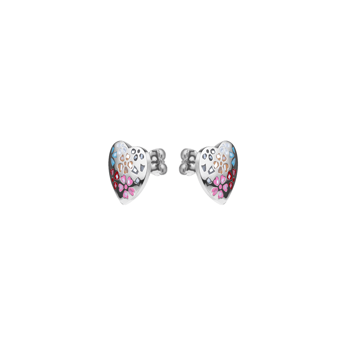 Boucles D'oreilles Acier Cœur 14.5mm Email Multicolore