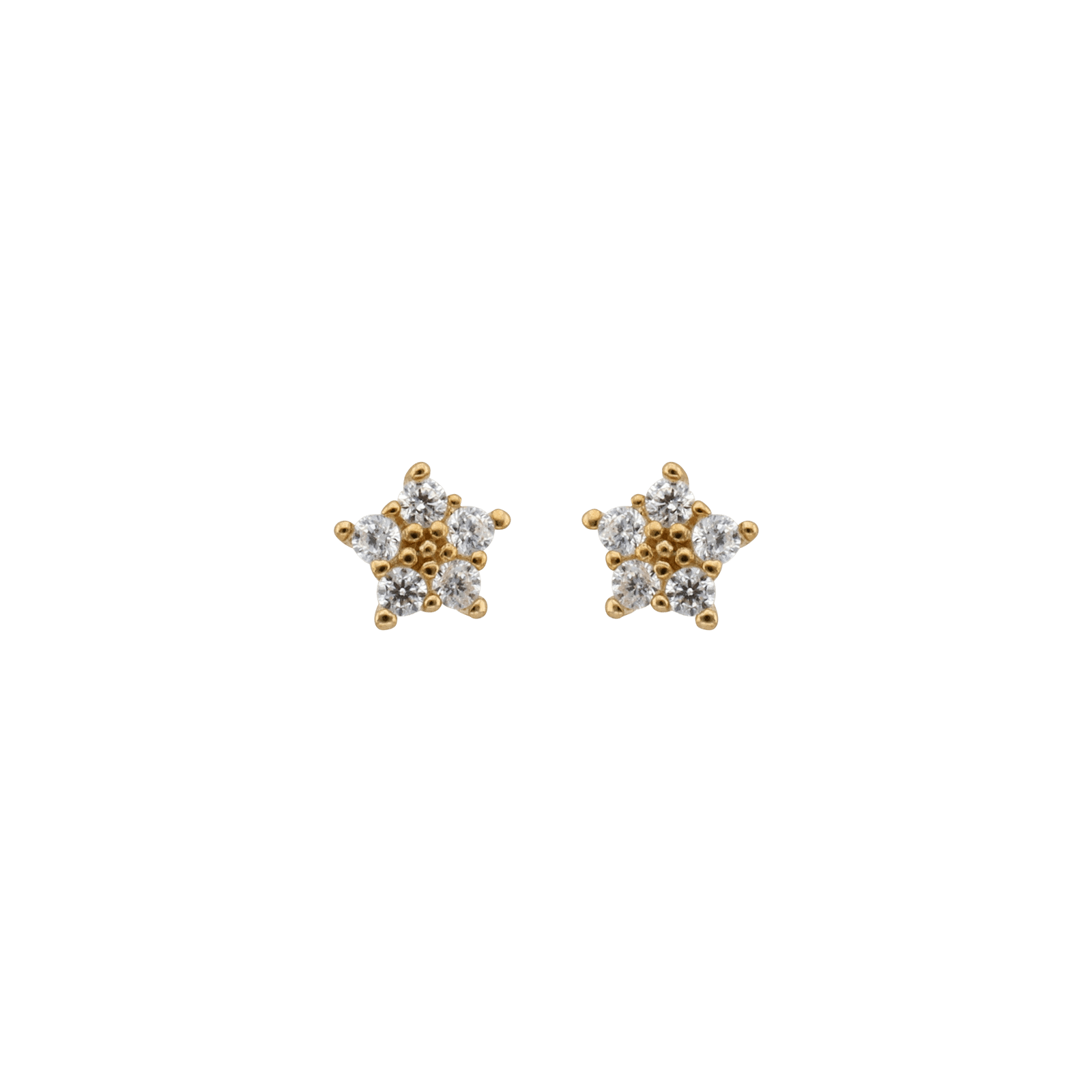 Boucles D'oreilles Fleur Zirconium 4.5mm Or375 Fermoir Silicone
