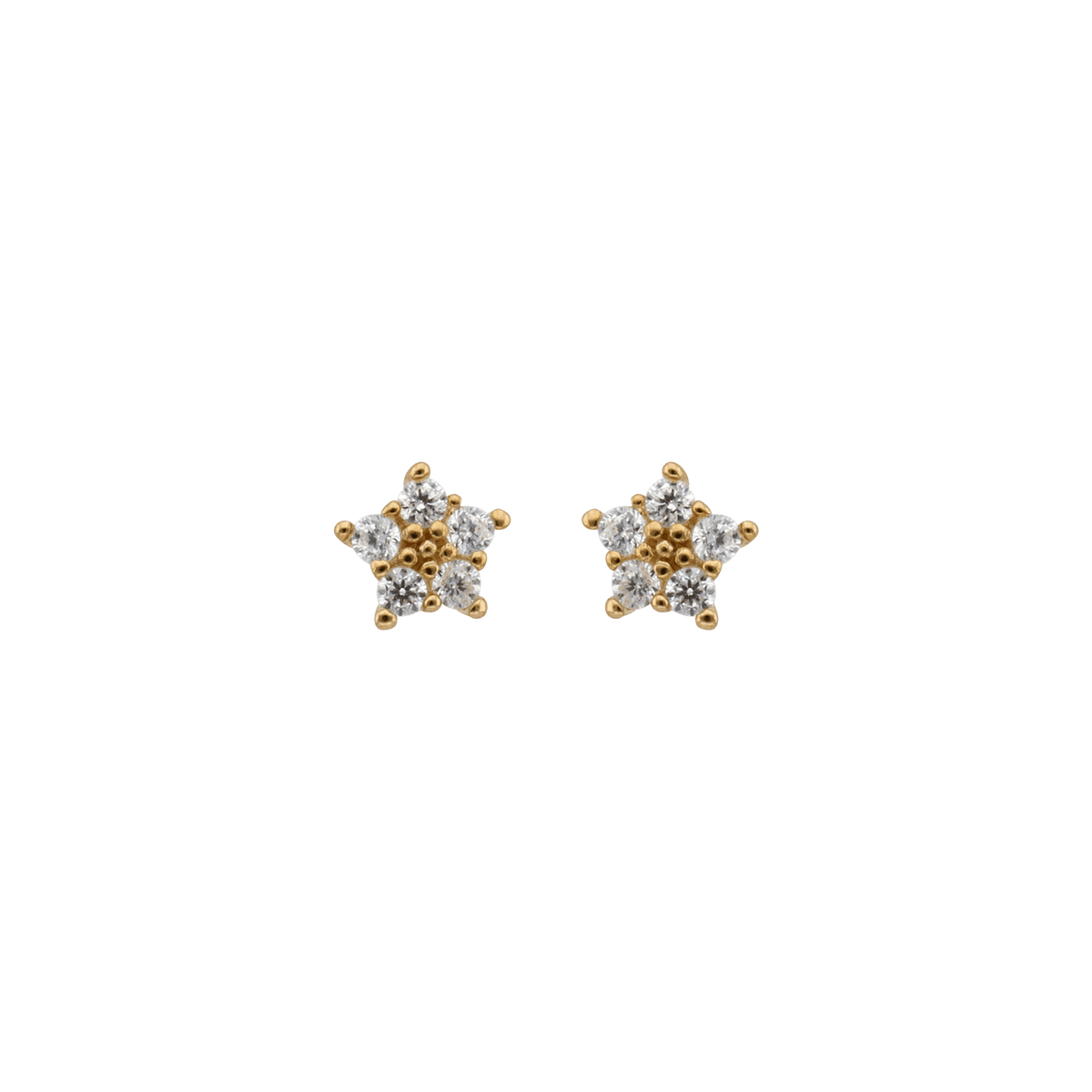 Boucles D'oreilles Or 375 Fleur Zirconium 4.5mm Fermoir Or 375 Silicone
