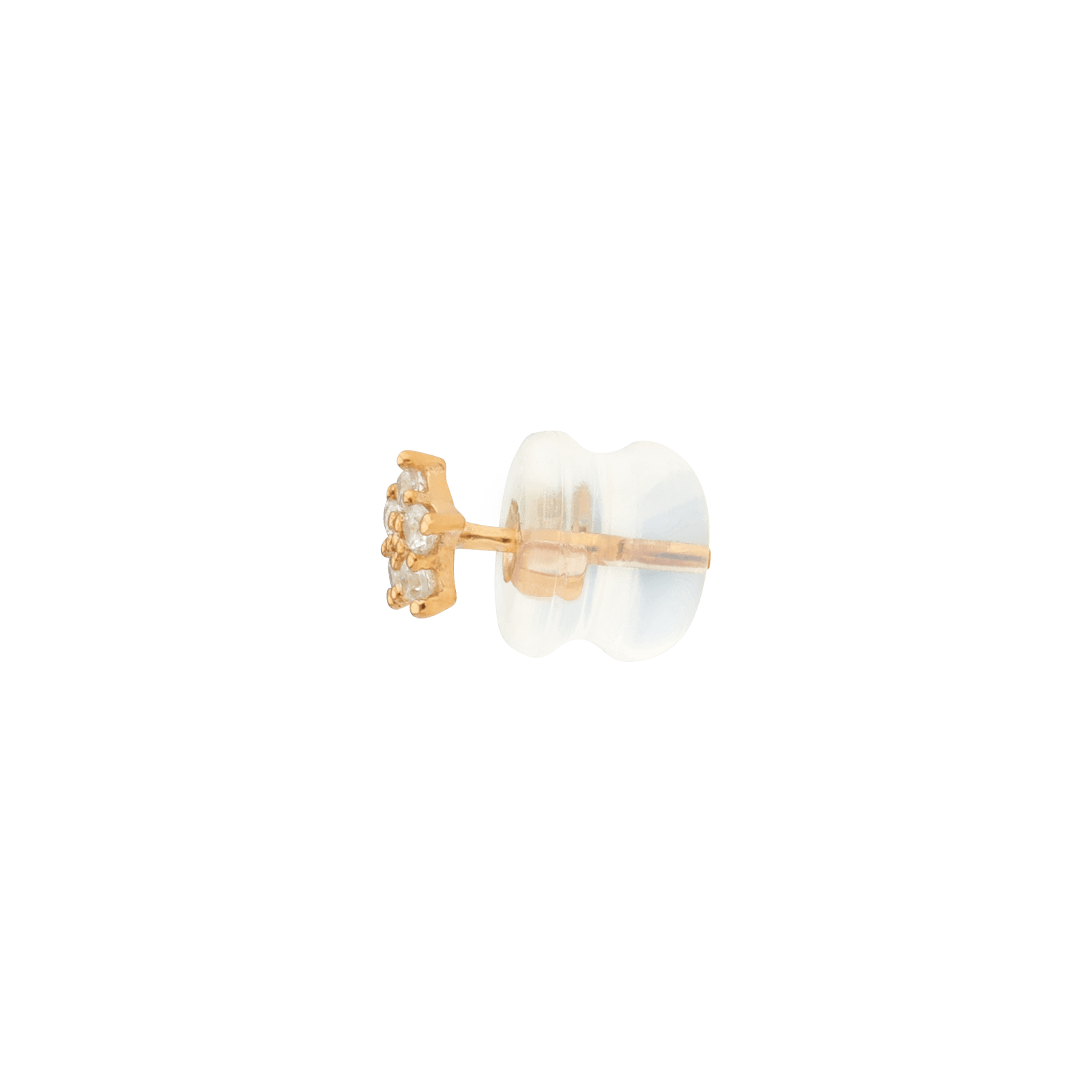Boucles D'oreilles Fleur Zircon 6.5mm Or375 Fermoir Silicone