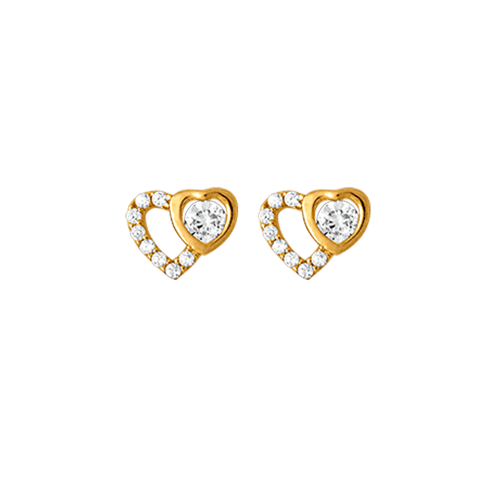 Boucles D'oreilles Cœurs Zirconium 7*6mm Or375 FermoirSilicone