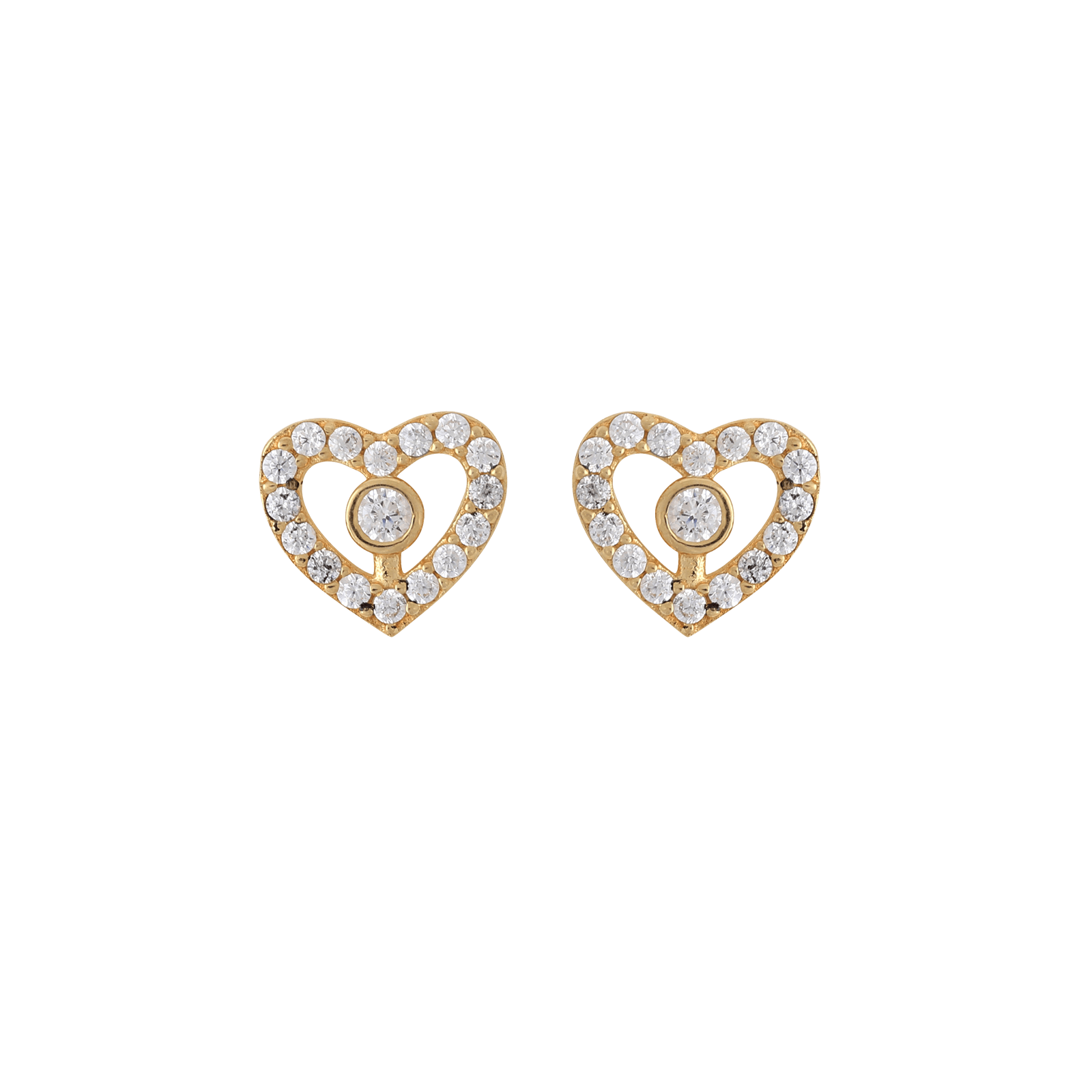 Boucles D'oreilles Cœur Zirconium 7.5*6.7mm Or375Silicone