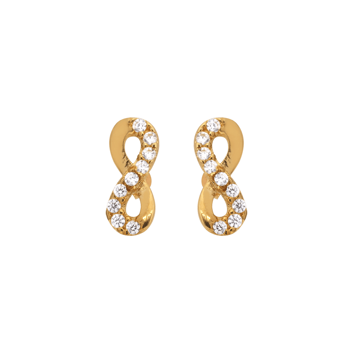 Boucles D'oreilles Or 375 Infini Zirconium 4*8mm Fermoir Or 375 Sicilone