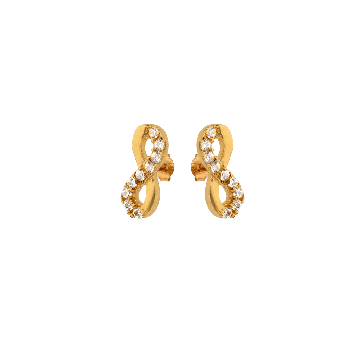 Boucles D'oreilles Or 375 Infini Zirconium 4*8mm Fermoir Or 375 Sicilone