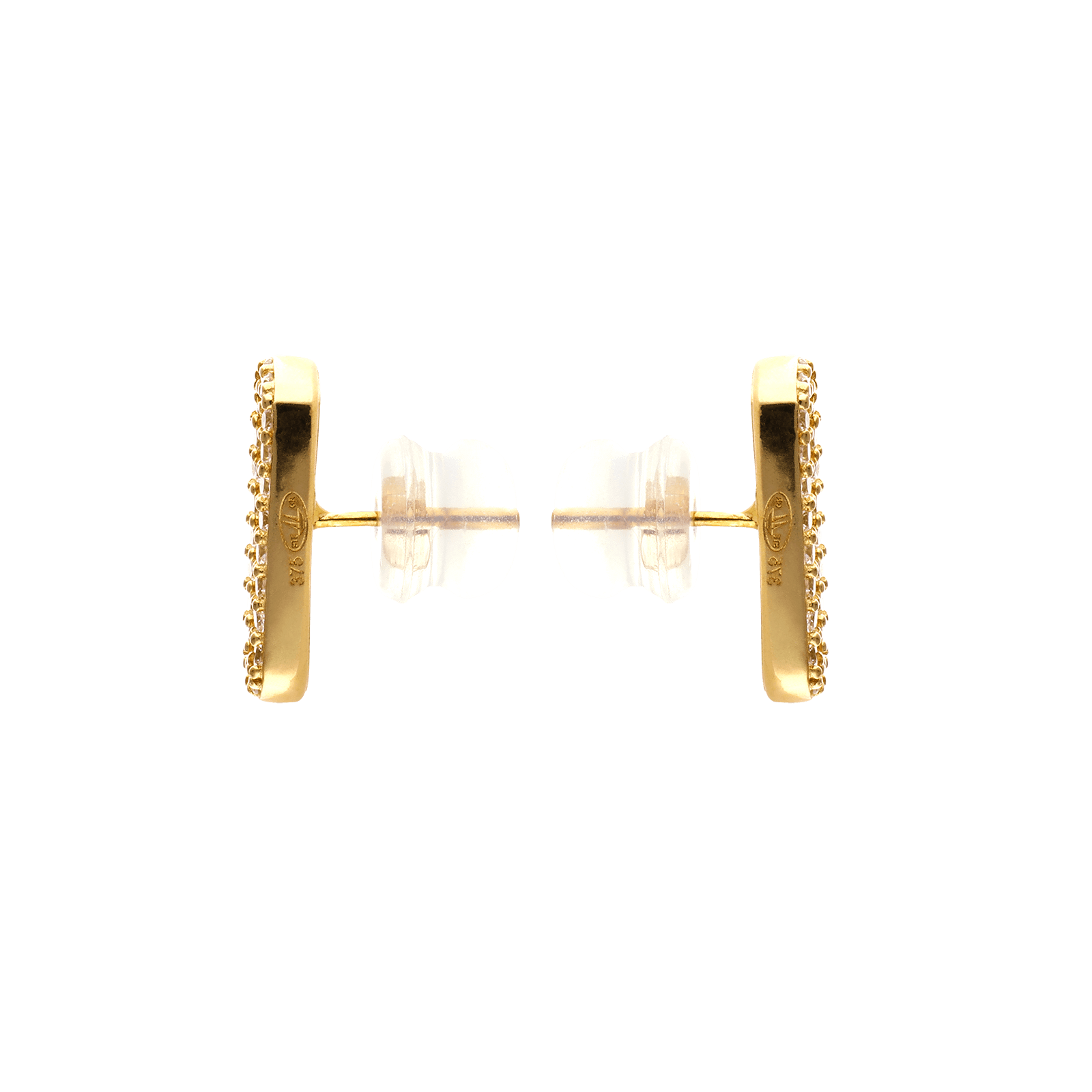 Boucles d'Oreilles rectangulaire 3 Oxyde de Zirconium mobiles et sertie