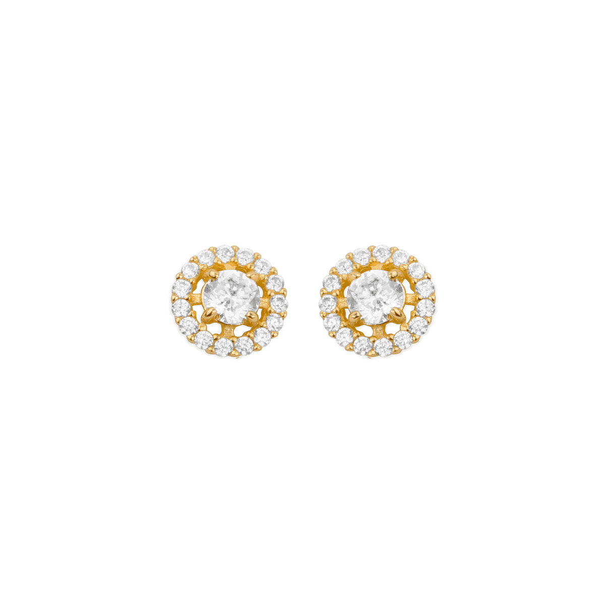Boucles D'oreilles Or 375 Entourage Zirconium7mm Centre3mm Fermoir Or 375 Sicolone