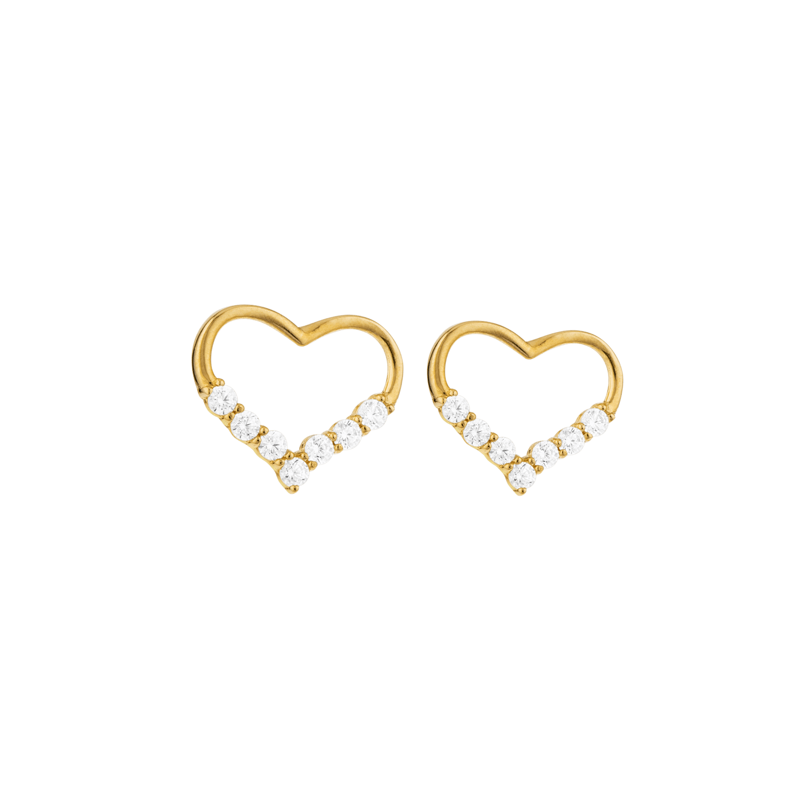 Boucles D'oreilles Cœur Zirconium 9*8mm Or375 Fermoir Silicone
