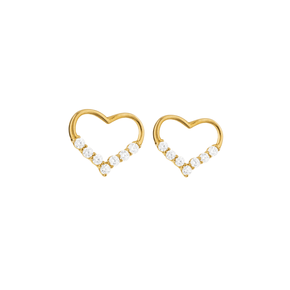Boucles D'oreilles Cœur Zirconium 9*8mm Or 375 Fermoir Silicone
