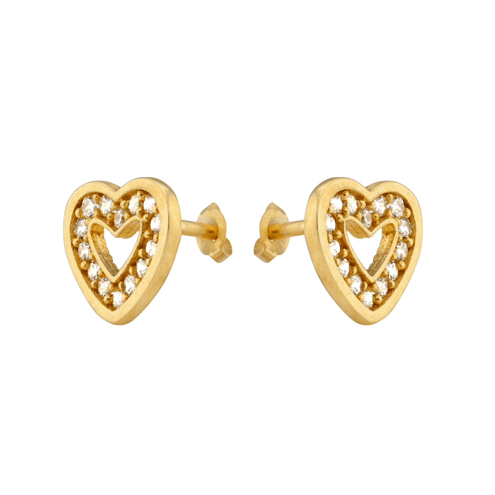 Boucles d'Oreilles puce coeur sertie Oxyde de Zirconium