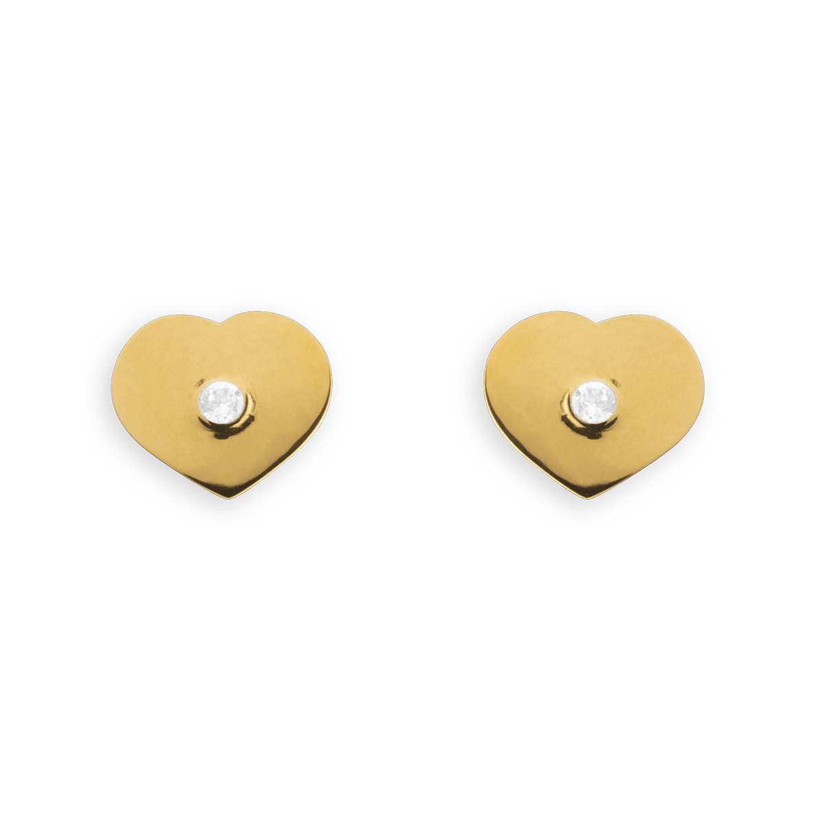 Boucles D'oreilles Or 375 Cœur Zirconium 6*4.5mm Fermeture Vis