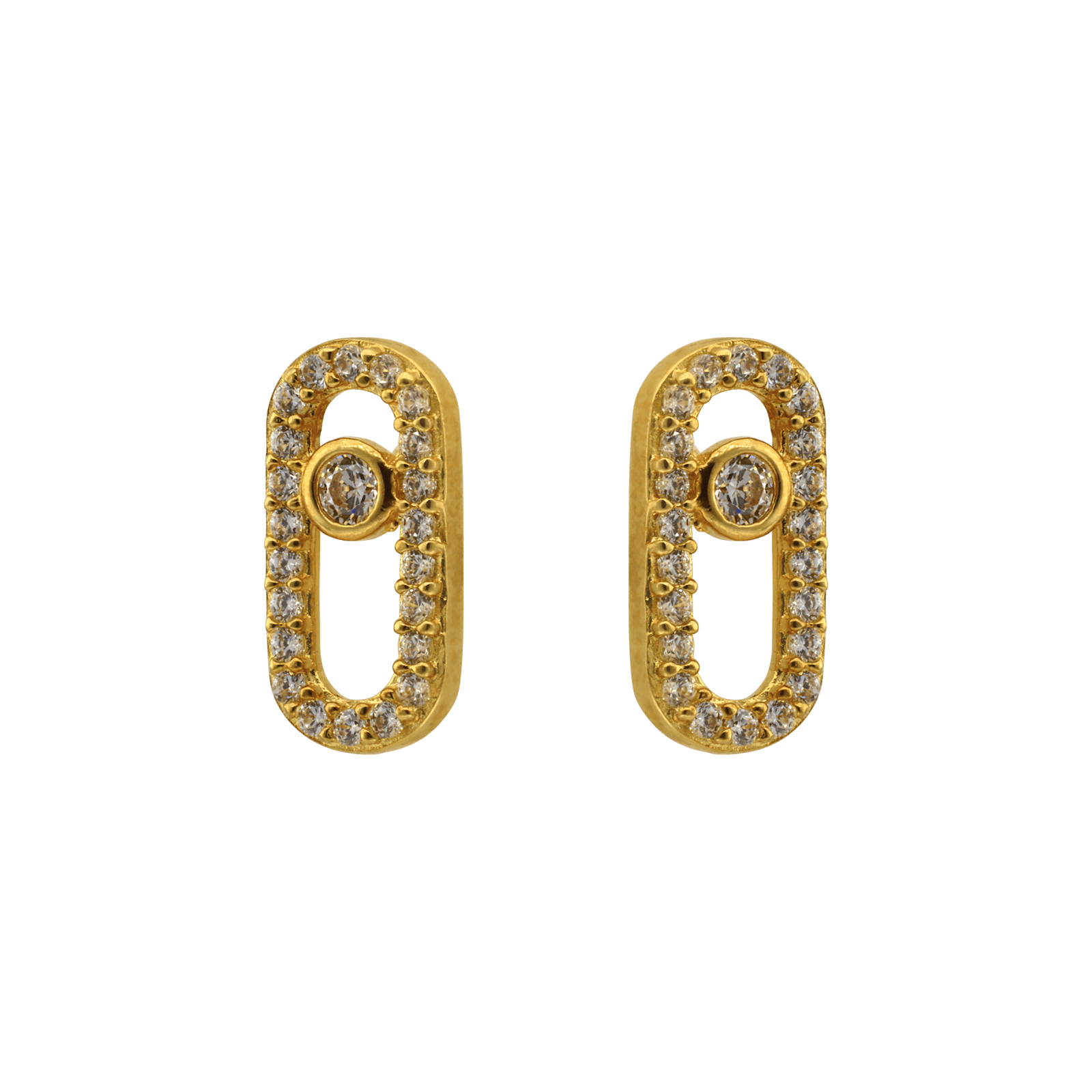 Boucles d'Oreilles puce rectangle arrondi Pavé Oxyde de Zirconium