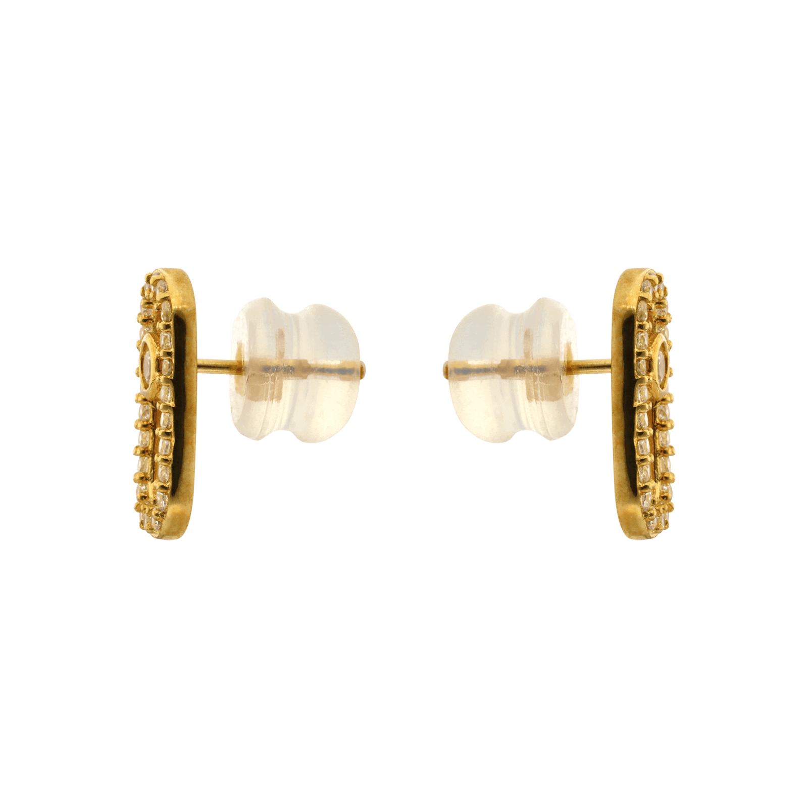 Boucles d'Oreilles puce rectangle arrondi Pavé Oxyde de Zirconium