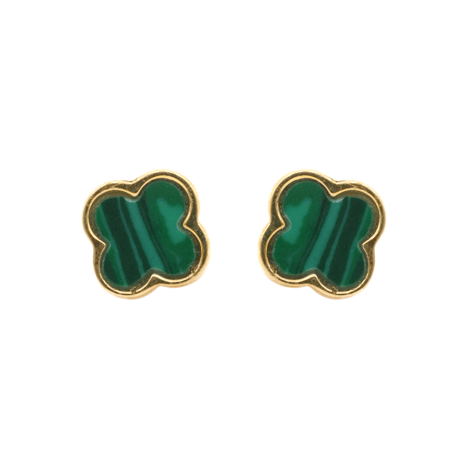 Mono boucle d'Oreille Boucles d'Oreilles Or Jaune Trèfle malachite