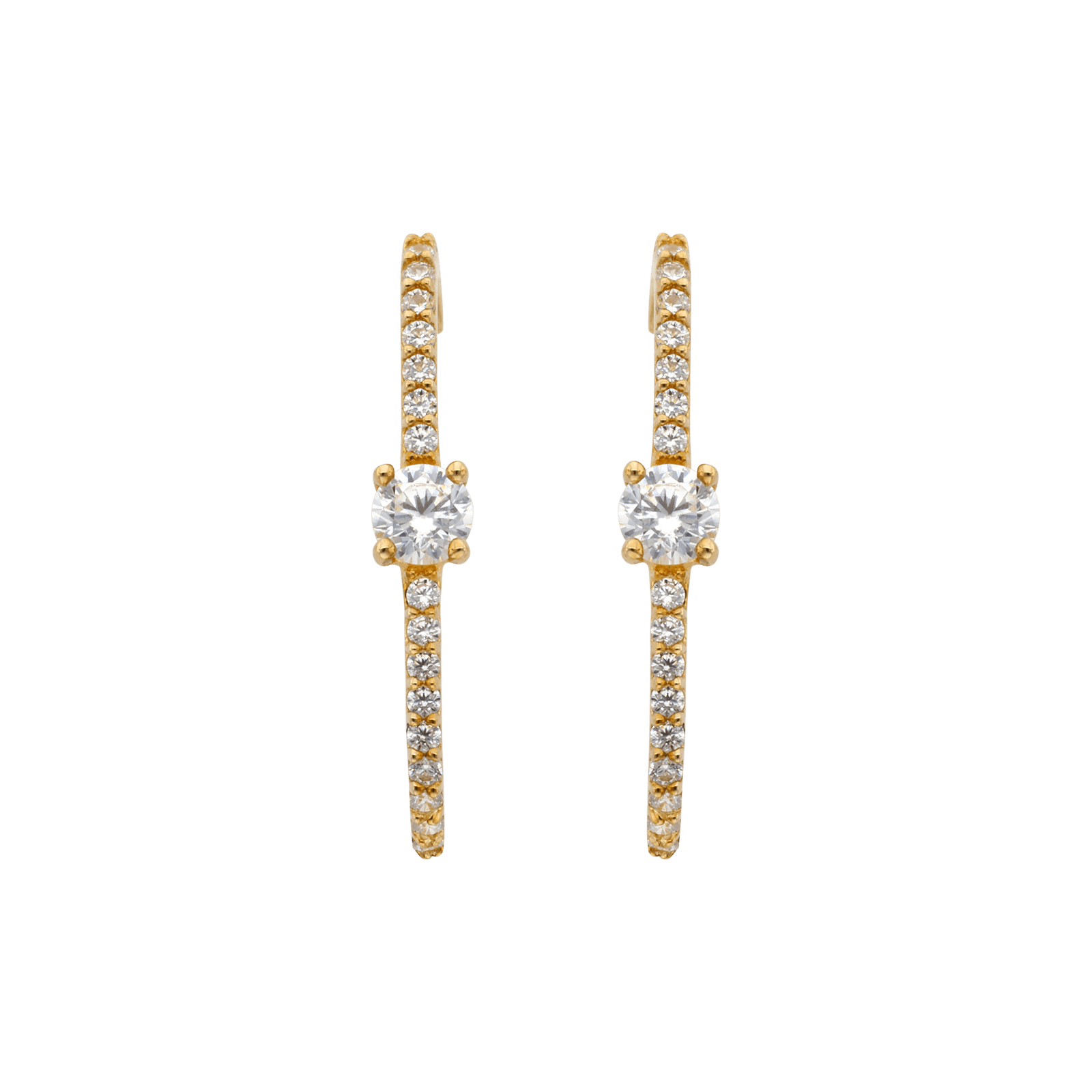 Mono boucle d'Oreille Boucles d'Oreilles barre sertie et Oxyde de Zirconium central