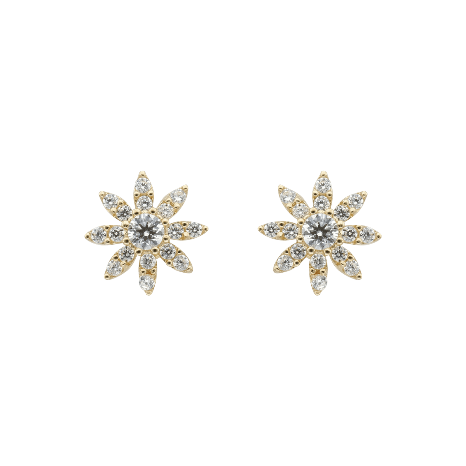 Boucles d'Oreilles puce fleur sertie Oxyde de Zirconium