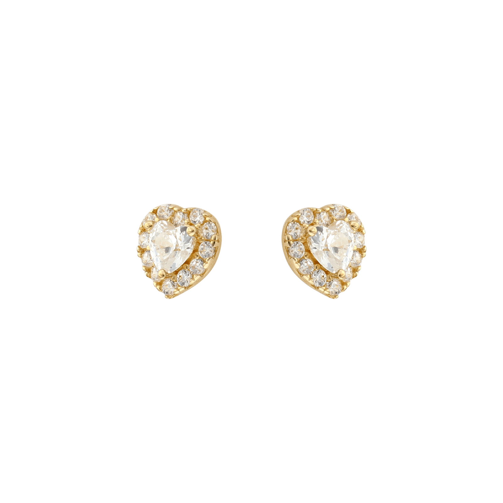 Boucles d'Oreilles puce coeur Oxyde de Zirconium central et sertie