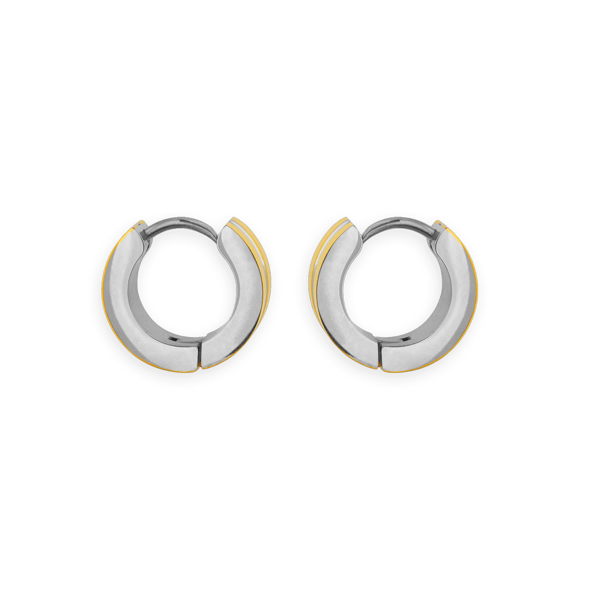 Créoles Acier Bicolores 13.5mm Tube 5mm
