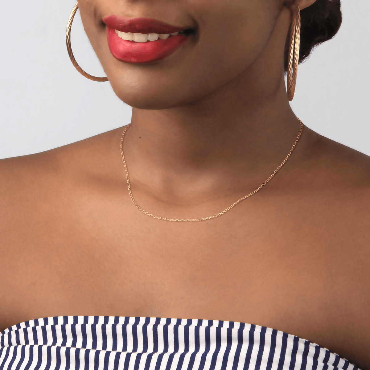 Collier Chaîne Or 375 Maille Forçat Diamanté Allégé 1mm 45cm