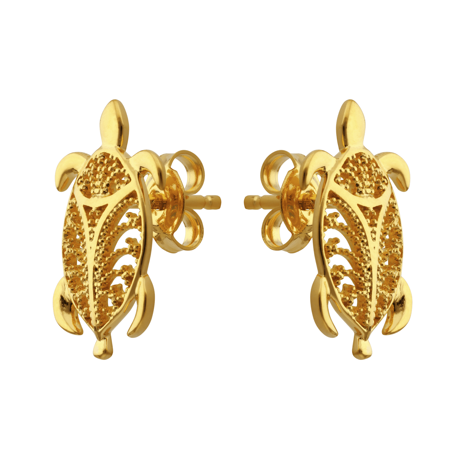 Boucles d'Oreilles plaqué or Tortue filigrane