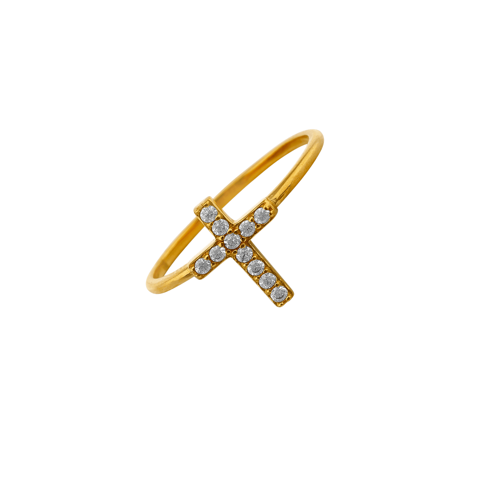 Bague plaqué or Croix Oxyde de Zirconium