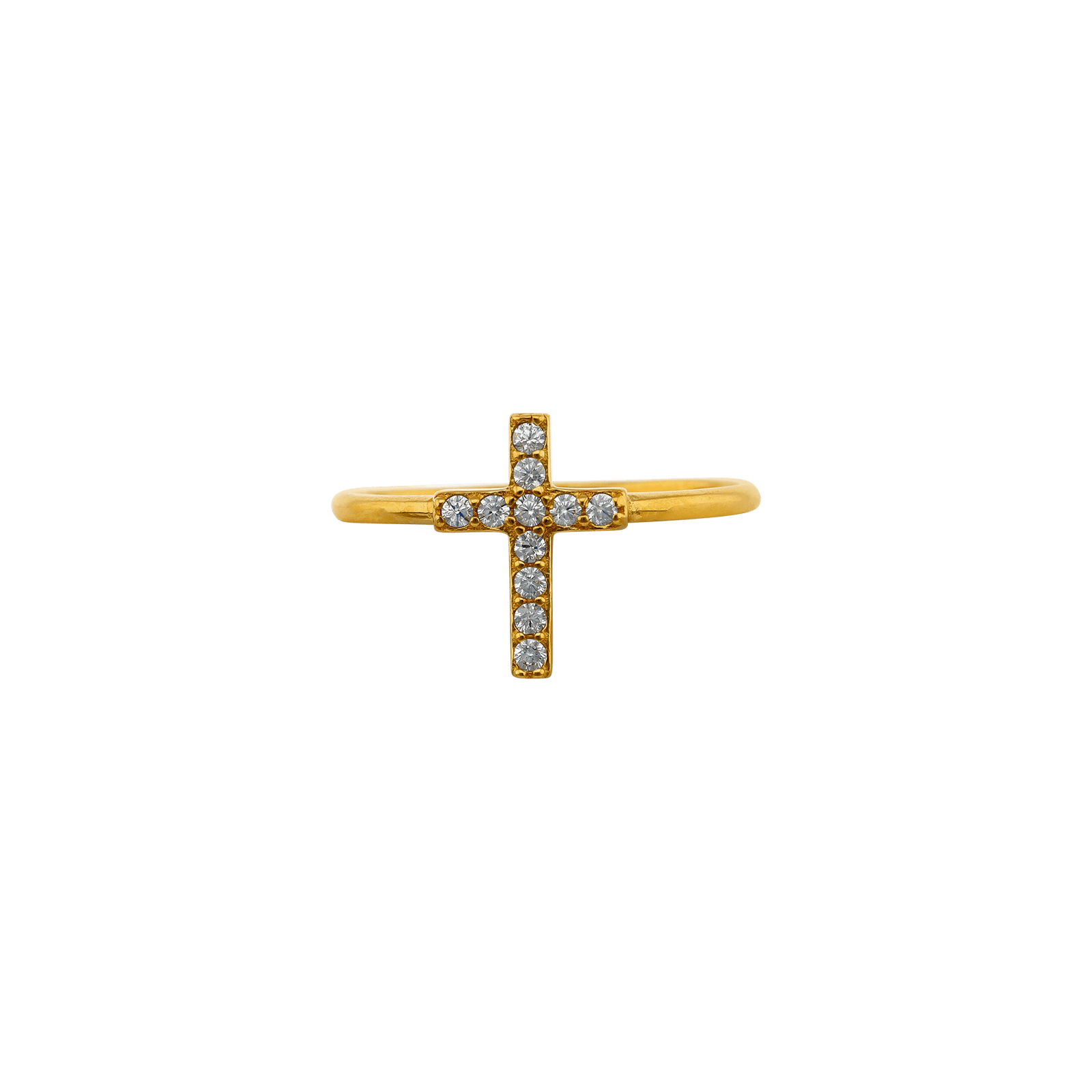 Bague plaqué or Croix Oxyde de Zirconium
