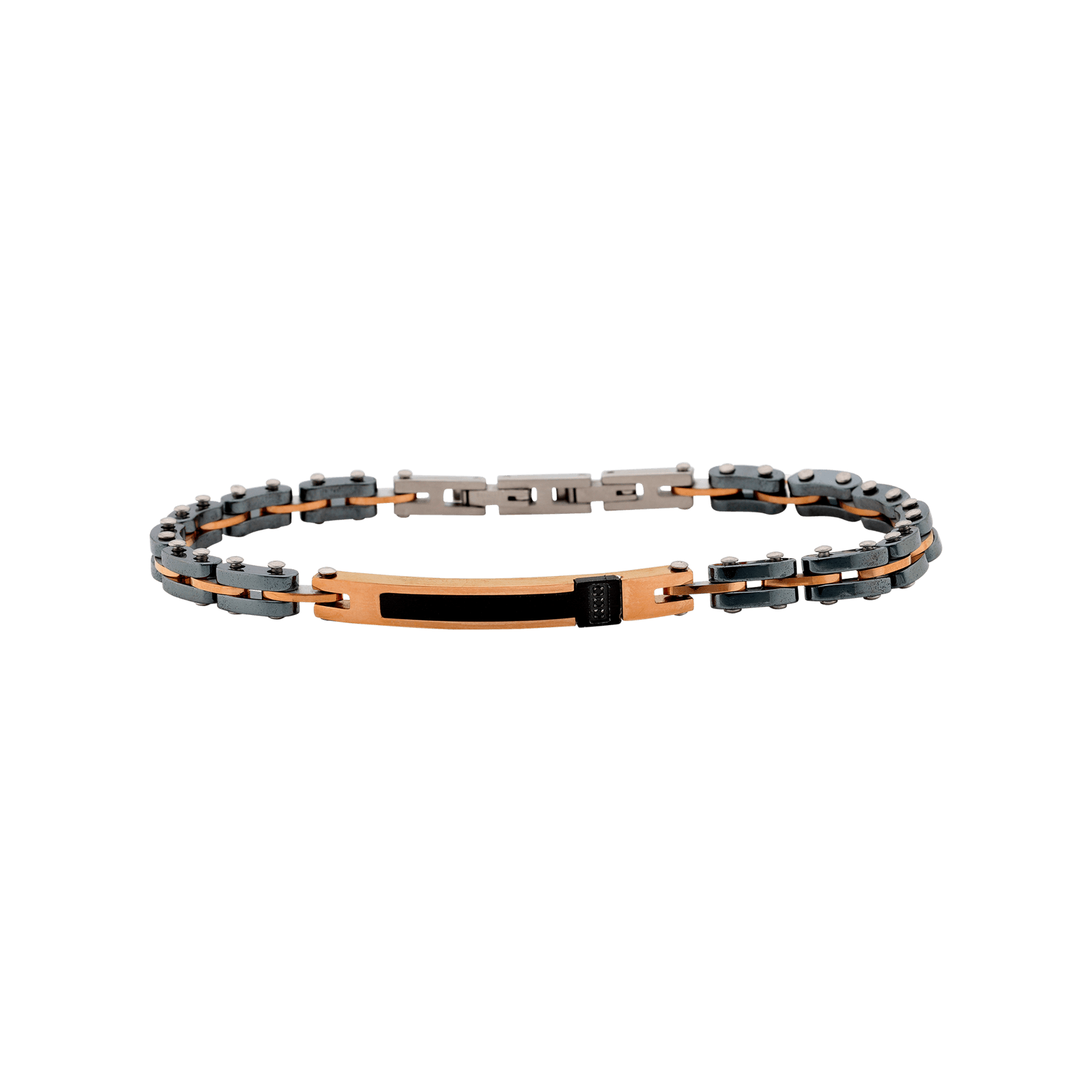 Bracelet Callas Acier gris Plaqué or rose 21cm