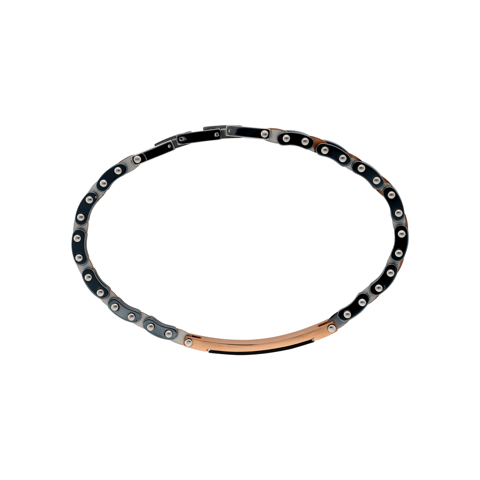 Bracelet Callas Acier gris Plaqué or rose 21 centimètres