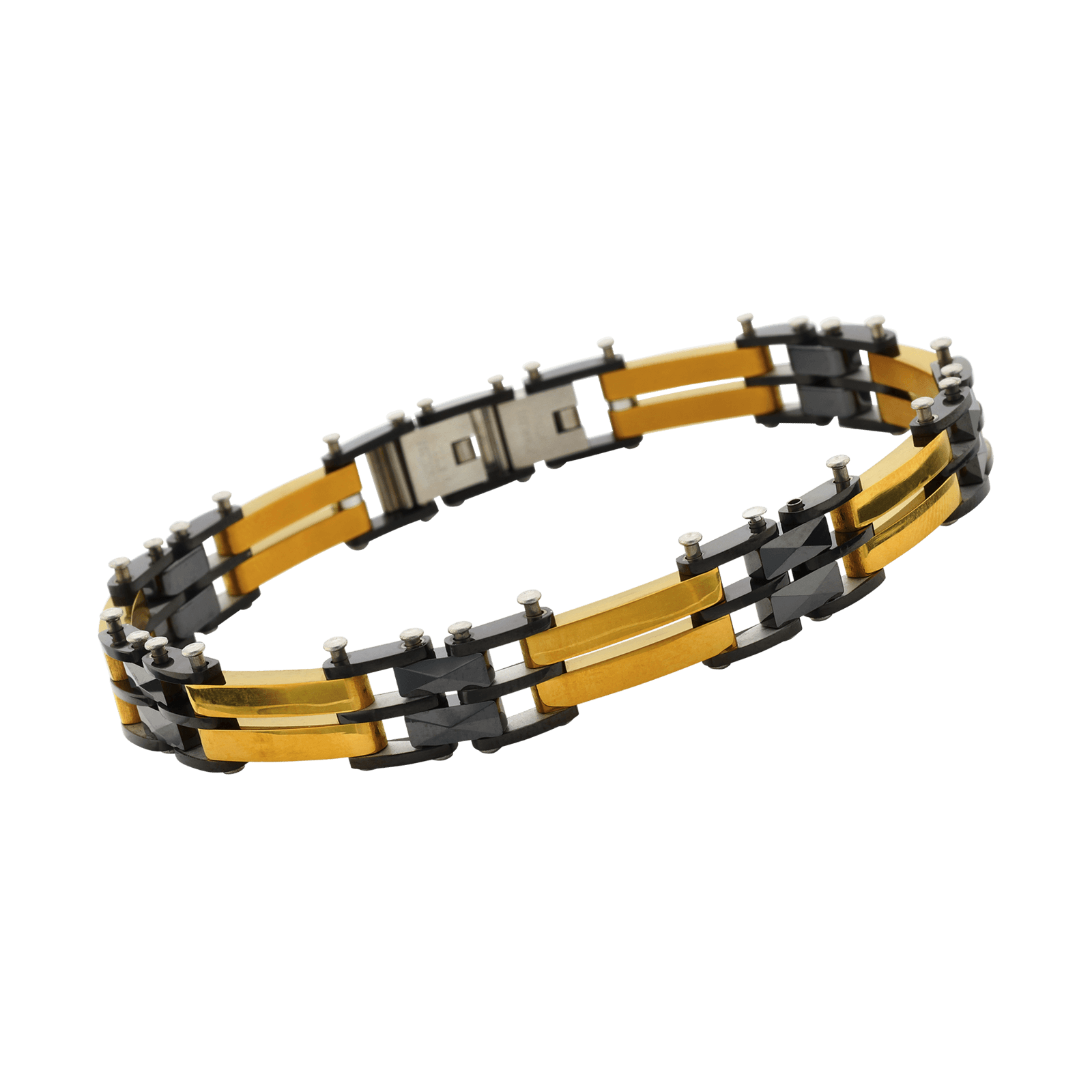 Bracelet Callas Acier doré et Ion Plating Black 21 centimètres