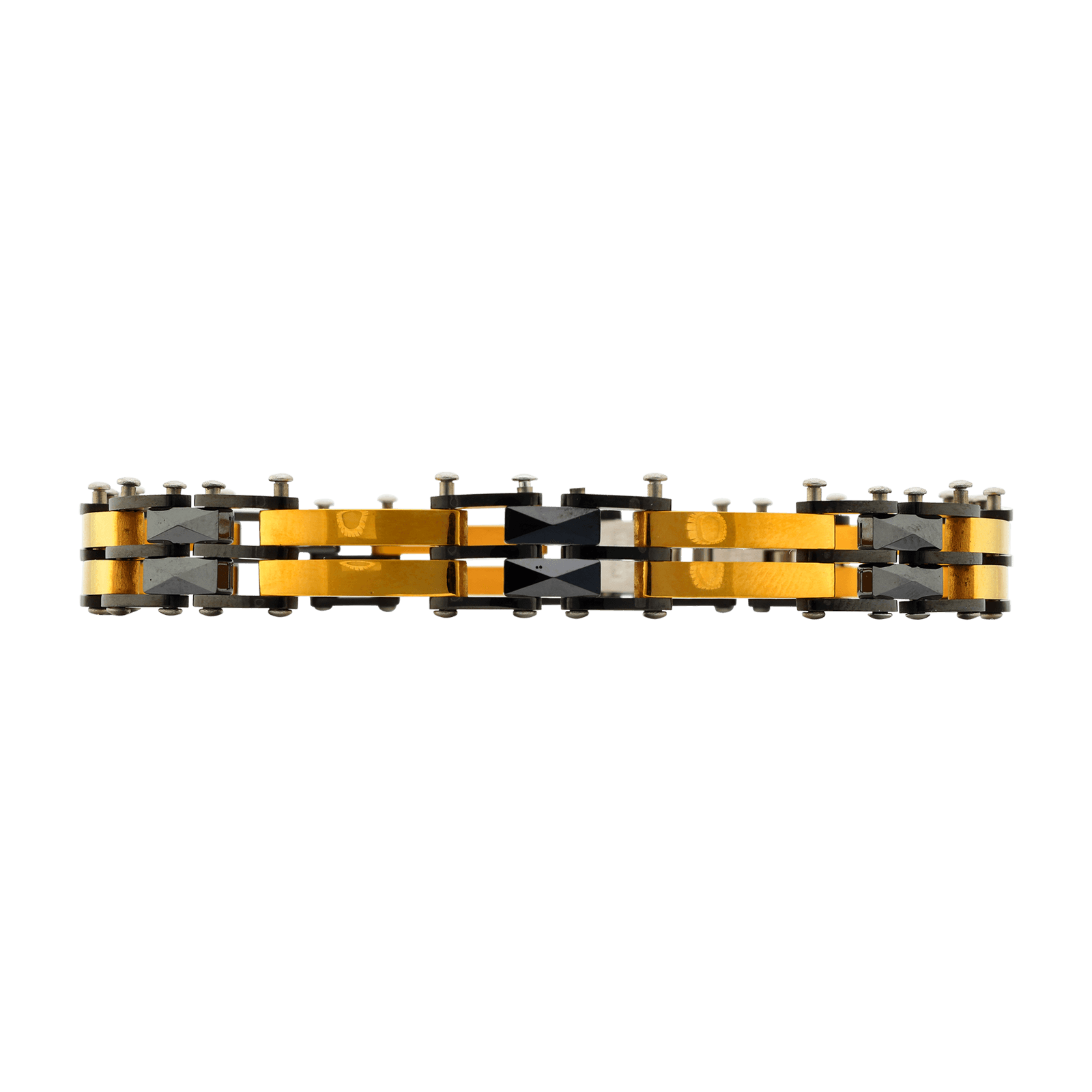 Bracelet Callas Acier doré et Ion Plating Black 21 centimètres