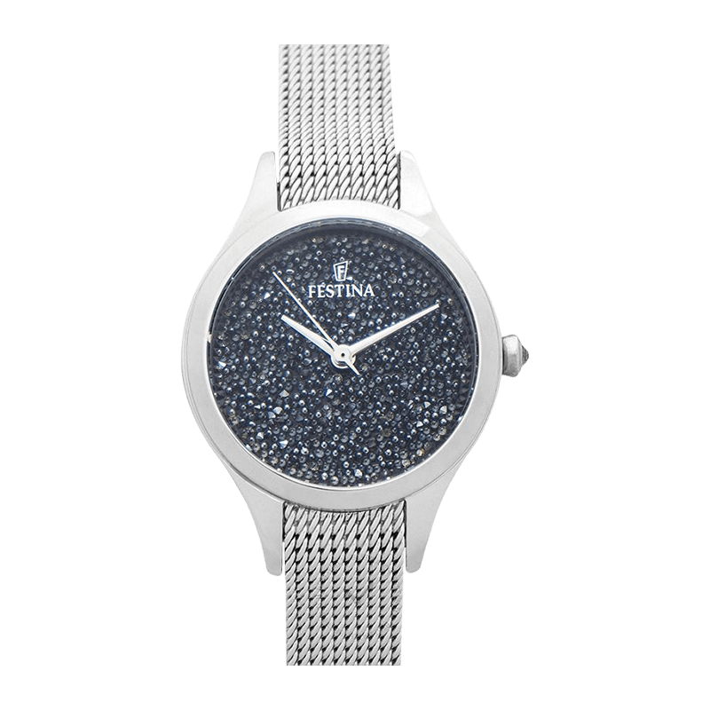 Montre Femme Festina Mademoiselle Acier Gris, Cadran Noir, Swarovski – F20336-3