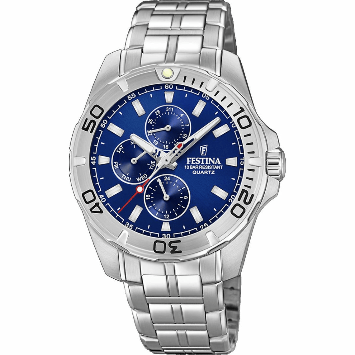 montre festina f20445-2 - multifonction acier quartz cadran bleu et bracelet