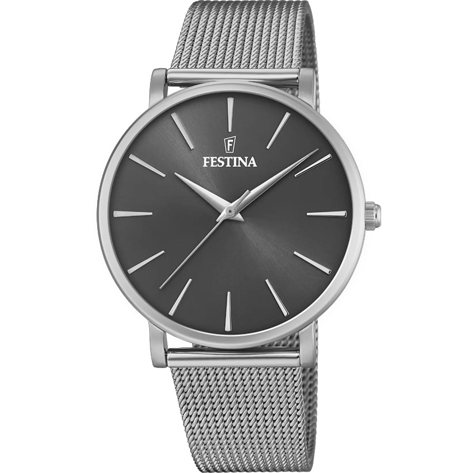montre festina boyfriend f20475/4 — élégante femme, acier inox, cadran noir, bracelet maille milanaise, quartz, 38 mm de diamètre, verre minéral, étanche 3 atm