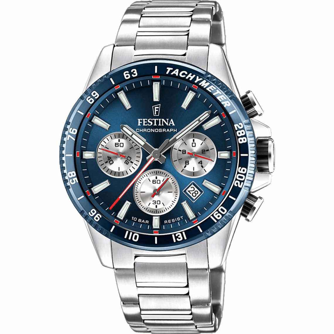 montre homme festina montres timeless chrono f20560-2 - bracelet acier