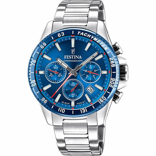 festina - montre homme montres timeless chrono f20560-3 - bracelet acier acier