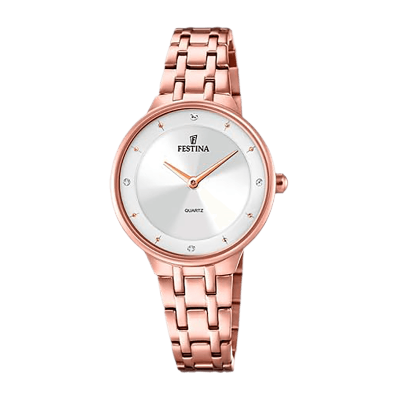 Montre Femme Festina Mademoiselle Acier Doré Rose 30.5mm, Zircons – F20602-1