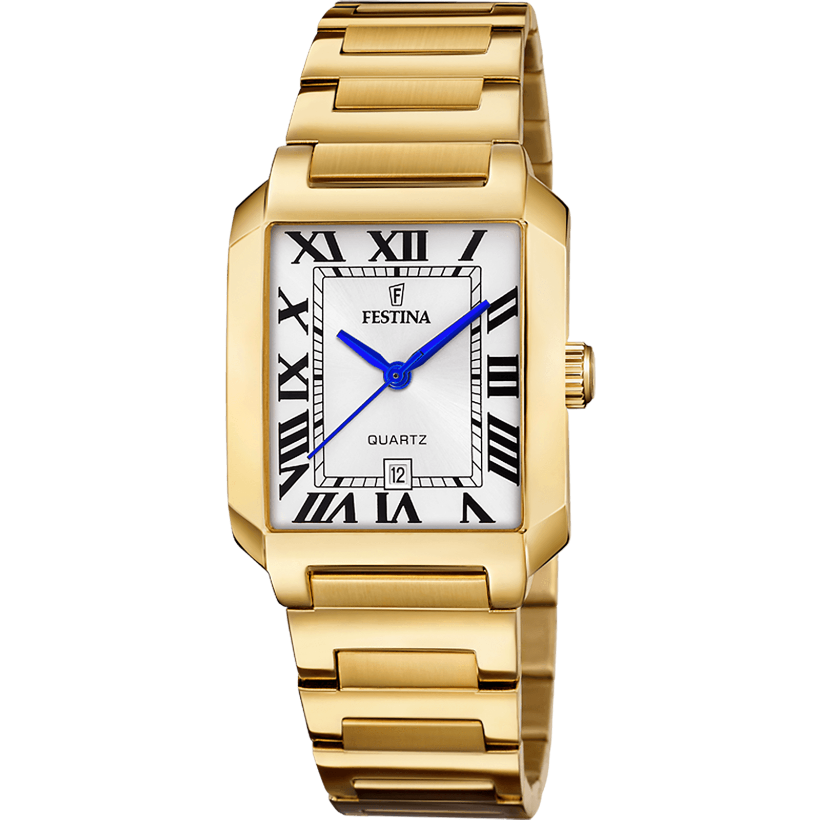 Montre Femme Festina "On the Square" Acier Doré Rectangulaire 33mm, Cadran Blanc/Gris – F20680-1