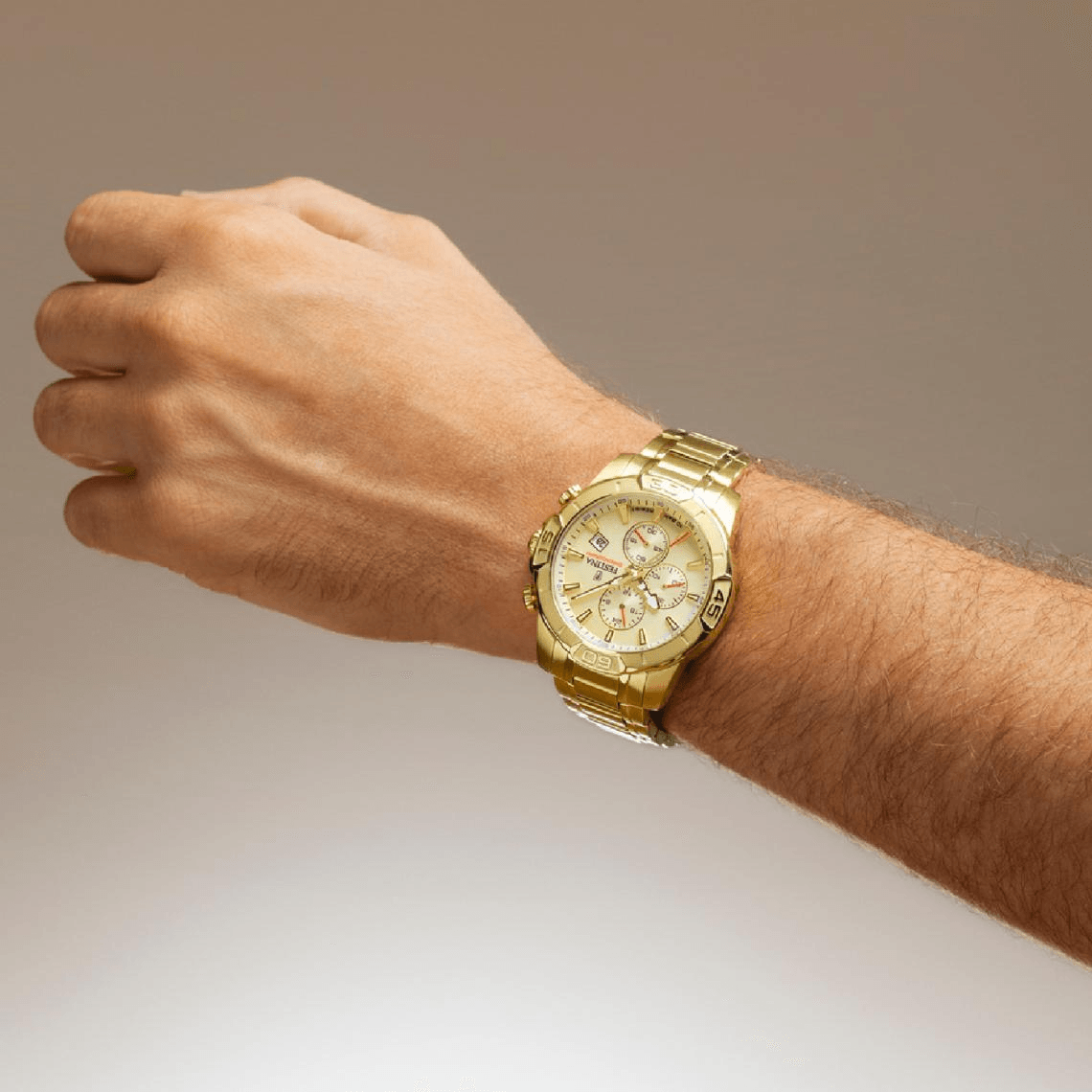 montre homme festina timeless chronograph - f20705-2 bracelet acier doré